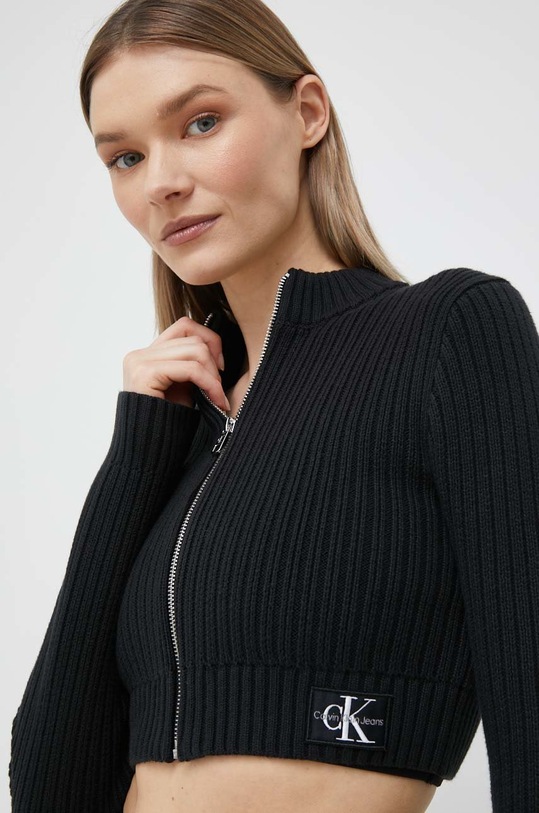 Calvin Klein Jeans kardigan bawełniany czarny J20J220441.PPYX