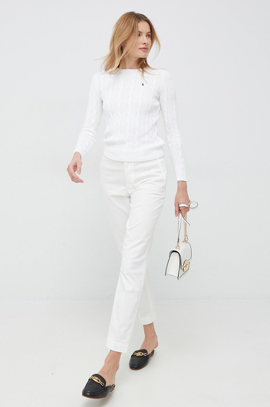 Хлопковый свитер Polo Ralph Lauren 211891640 белый AW25