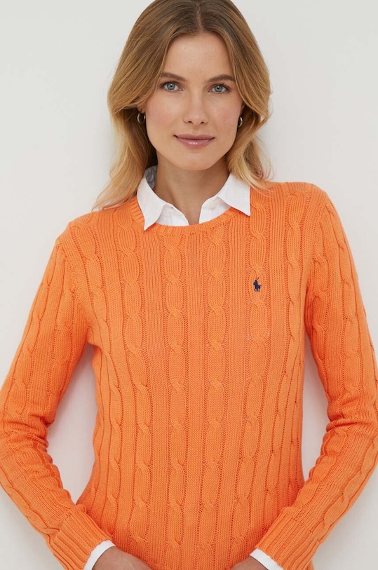 Polo Ralph Lauren sweter bawełniany bawełna pomarańczowy 211891640