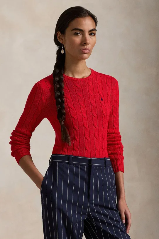 Bavlnený sveter Polo Ralph Lauren bavlna červená 211891640