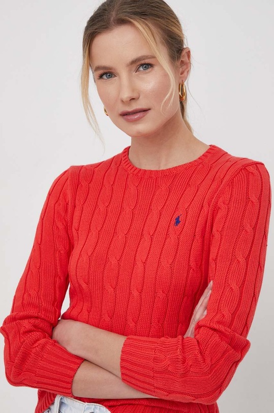 Βαμβακερό πουλόβερ Polo Ralph Lauren βαμβάκι κόκκινο 211891640