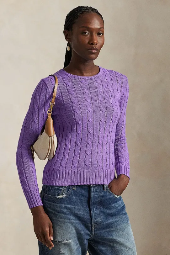 Polo Ralph Lauren sweter bawełniany gładkie fioletowy 211891640