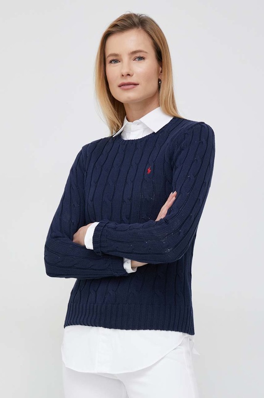 Βαμβακερό πουλόβερ Polo Ralph Lauren σκούρο μπλε 211891640