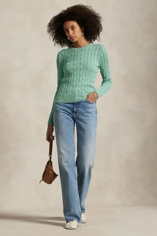 Одежда Хлопковый свитер Polo Ralph Lauren 211891640 зелёный