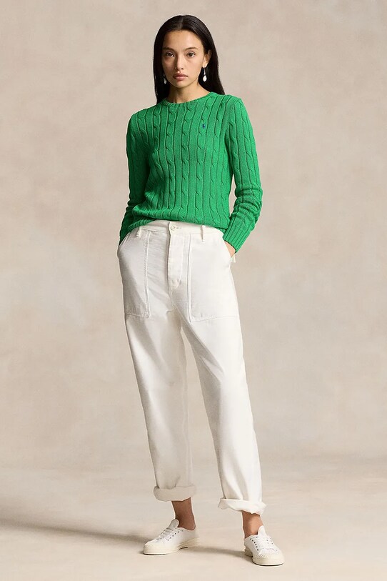 Odzież Polo Ralph Lauren sweter bawełniany 211891640 zielony