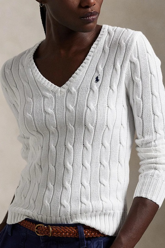 Βαμβακερό πουλόβερ Polo Ralph Lauren λευκό 211891641