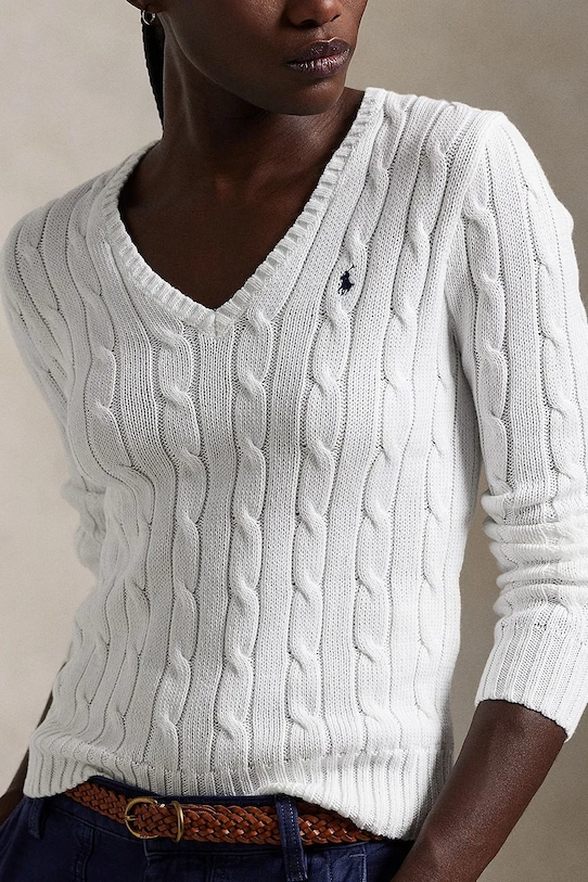 Pamučni pulover Polo Ralph Lauren bijela 211891641