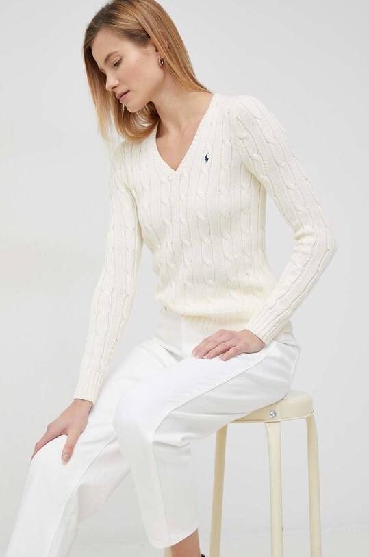 Polo Ralph Lauren sweter bawełniany bawełna beżowy 211891641