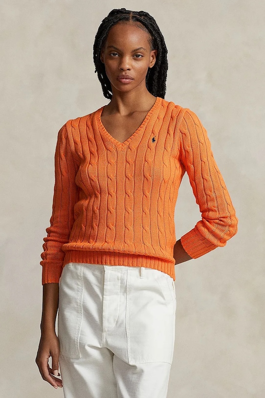 Polo Ralph Lauren sweter bawełniany bawełna pomarańczowy 211891641