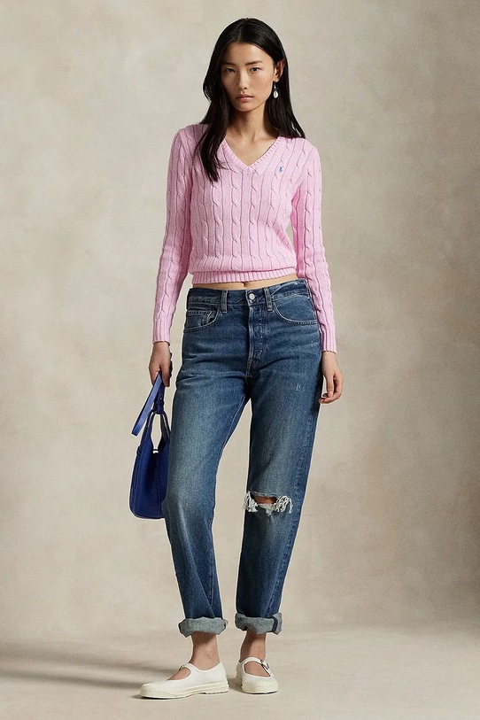 Odzież Polo Ralph Lauren sweter bawełniany 211891641 różowy