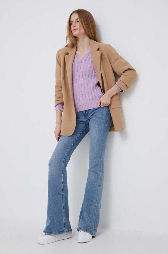 Βαμβακερό πουλόβερ Polo Ralph Lauren 211891641 μωβ NC24