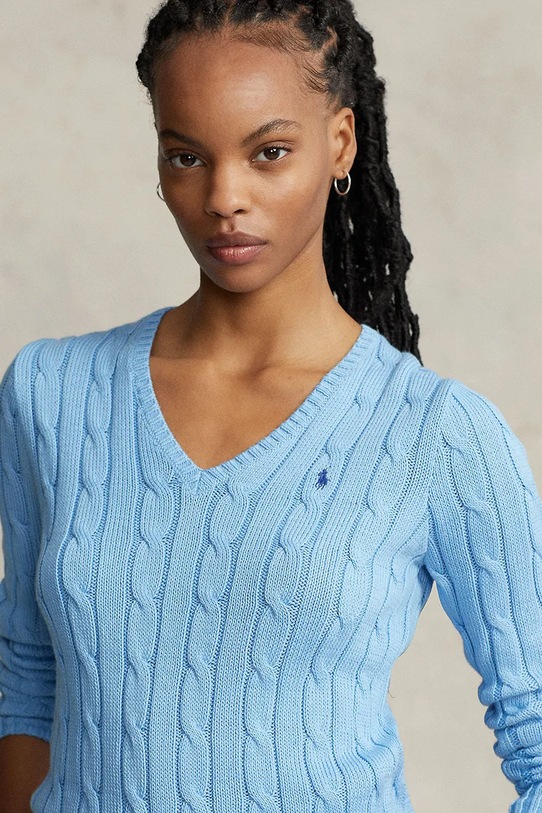 Бавовняний светр Polo Ralph Lauren блакитний 211891641