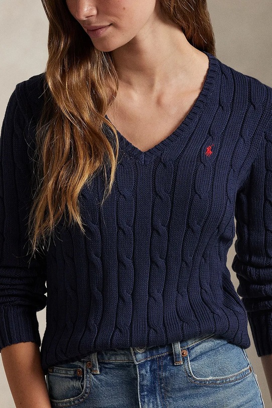 Odzież Polo Ralph Lauren sweter bawełniany 211891641 granatowy