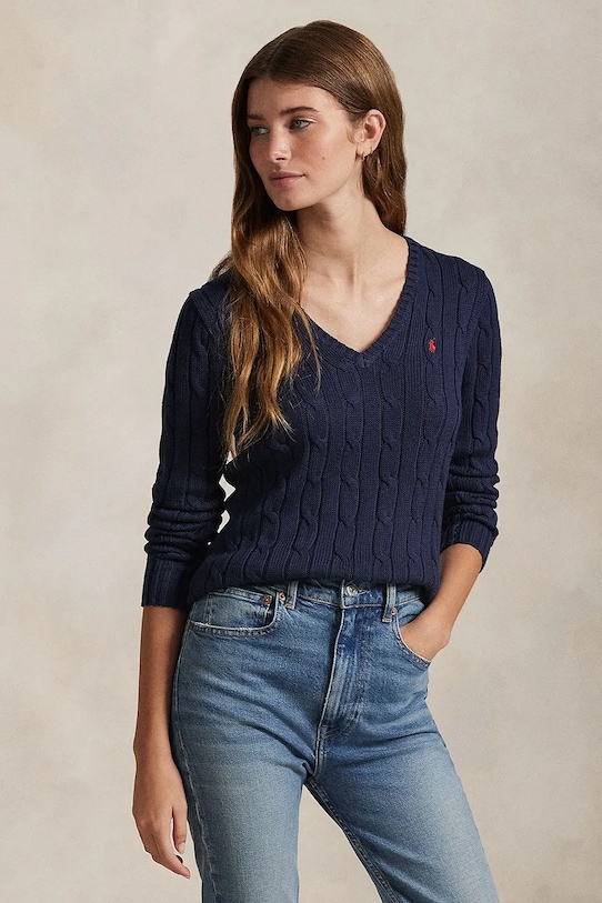 Polo Ralph Lauren sweter bawełniany bawełna granatowy 211891641