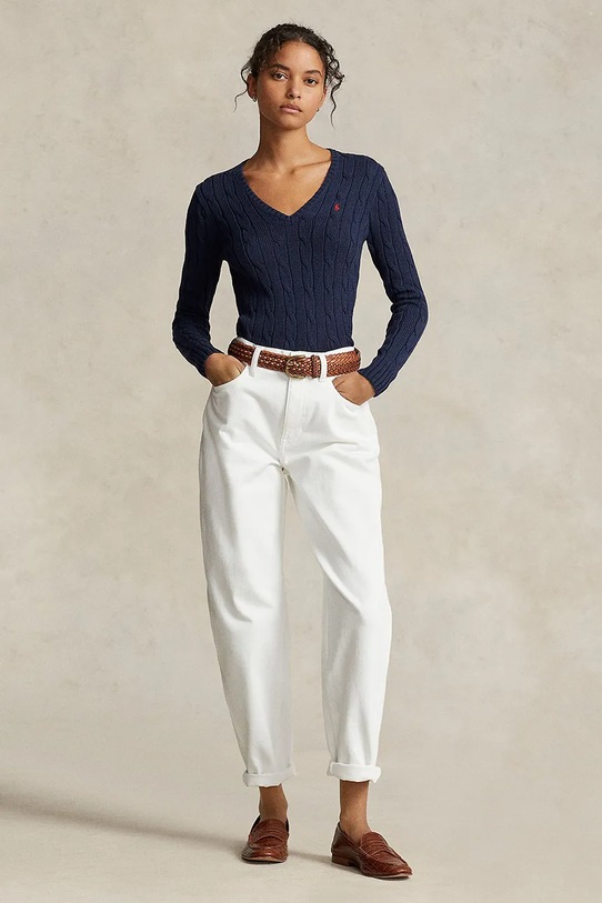 Odzież Polo Ralph Lauren sweter bawełniany 211891641 granatowy