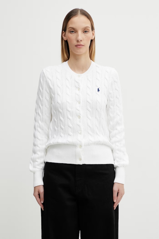 Polo Ralph Lauren kardigan bawełniany gładkie biały 211891643