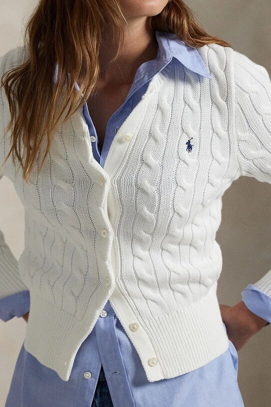 Bavlněný kardigan Polo Ralph Lauren bílá 211891643