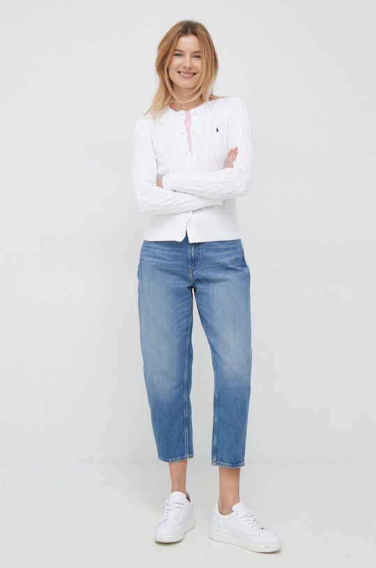 Polo Ralph Lauren cardigan din bumbac 211891643 alb NC24