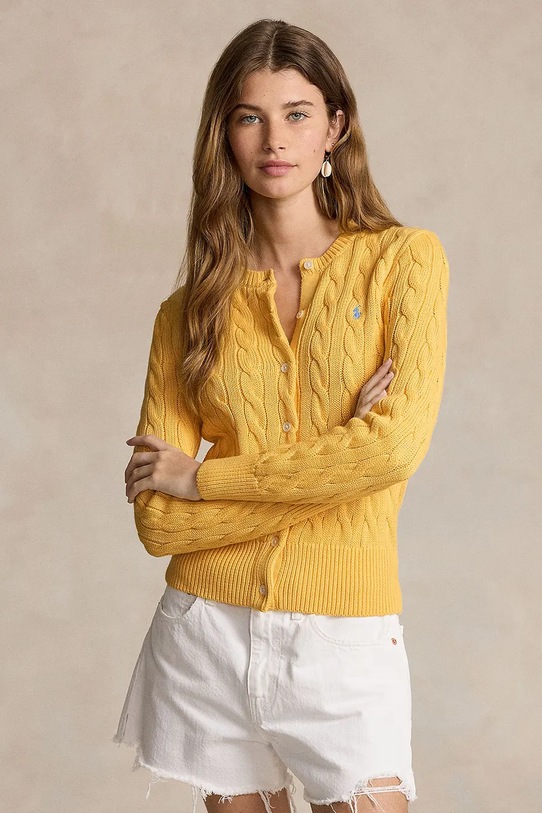 Bavlněný kardigan Polo Ralph Lauren bavlna žlutá 211891643