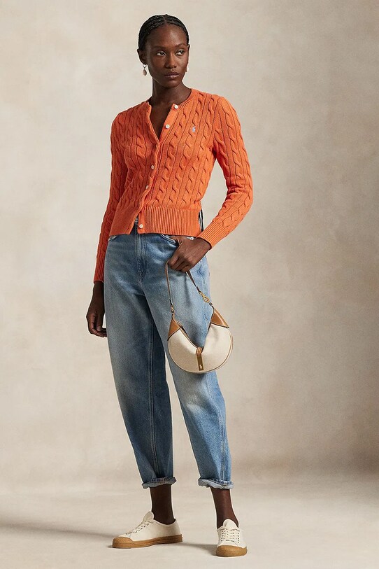 Odzież Polo Ralph Lauren kardigan bawełniany 211891643 pomarańczowy