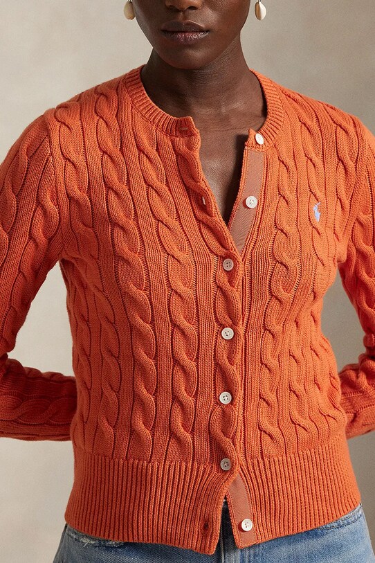 Polo Ralph Lauren kardigan bawełniany pomarańczowy 211891643