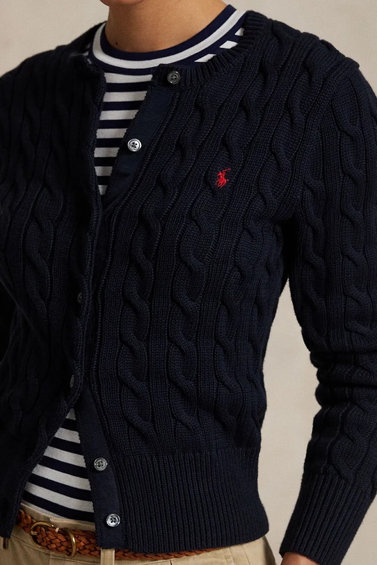 Pamučni kardigan Polo Ralph Lauren mornarsko plava 211891643