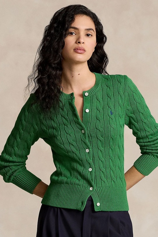 Polo Ralph Lauren kardigan bawełniany bawełna zielony 211891643