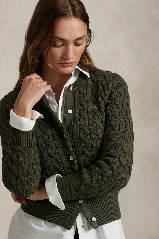 Polo Ralph Lauren cardigan in cotone verde 211891643