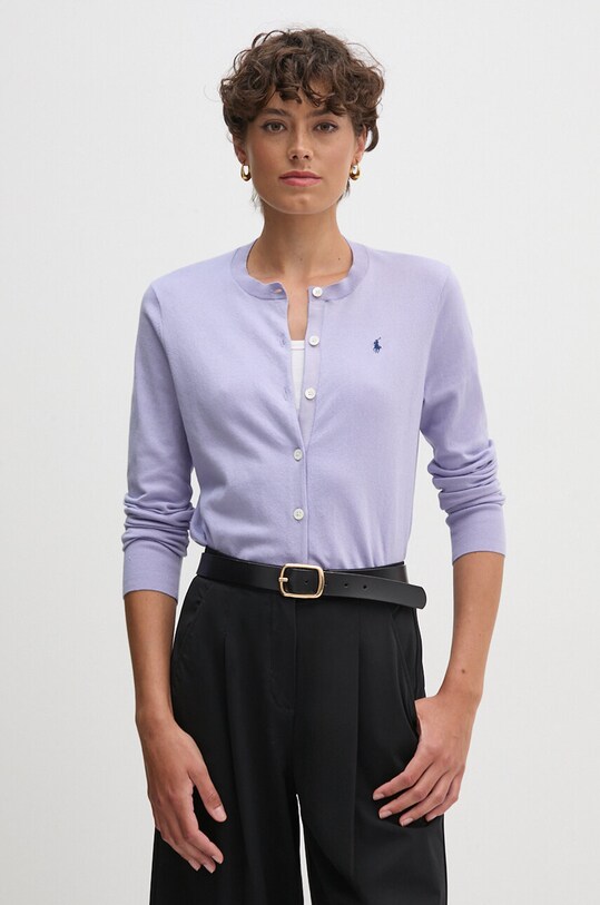 Kardigan Polo Ralph Lauren hladký fialová 211891672
