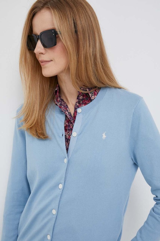 Polo Ralph Lauren cardigan a maglia fine blu 211891672