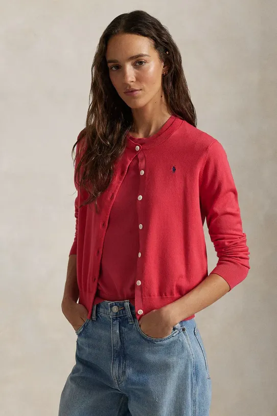 Kardigan Polo Ralph Lauren kulatý červená 211891672