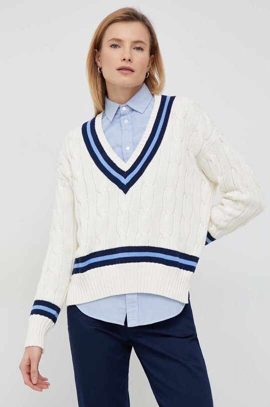Хлопковый свитер Polo Ralph Lauren бежевый 211891676