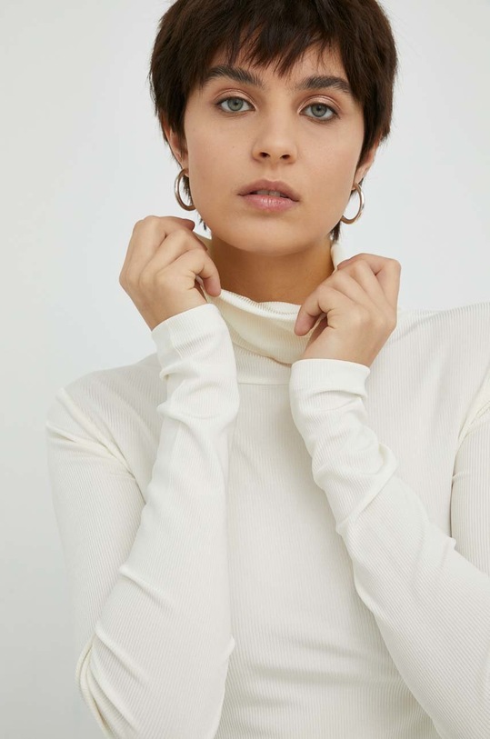 Herskind longsleeve Bea z elastanem beżowy 3763747