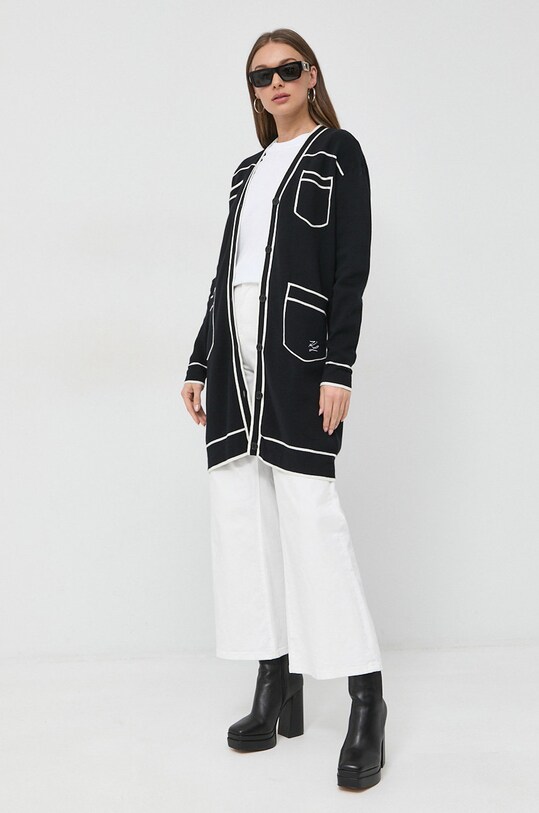 Karl Lagerfeld kardigán gyapjú keverékből 230W2011 fekete SS23