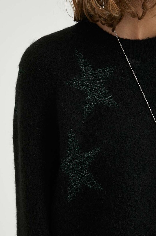 AllSaints sweter wełniany STAR JUMPER WK161T czarny