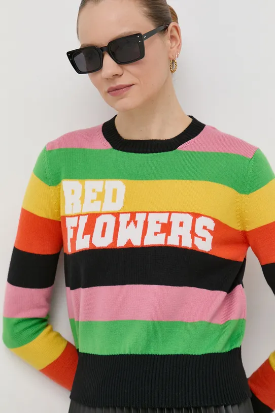 Red Valentino sweter wełniany okrągły multicolor 2R3KC16G6RJ