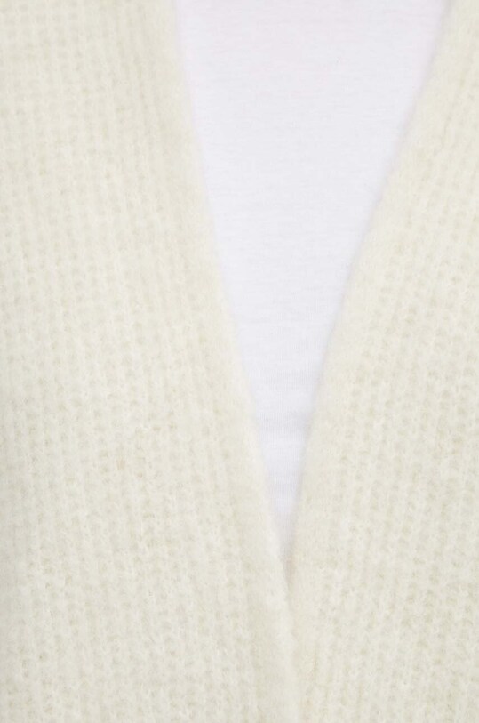 American Vintage kardigan z domieszką wełny GILET ML COL CHALE EAST19A beżowy