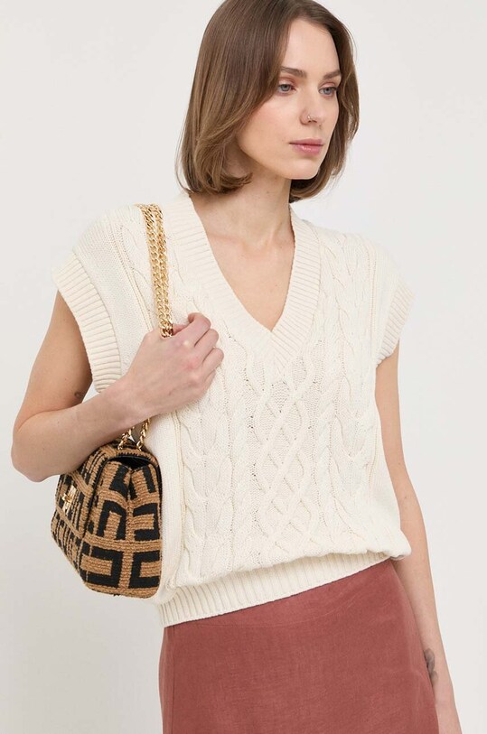 Luisa Spagnoli gilet scollo a V beige 57842