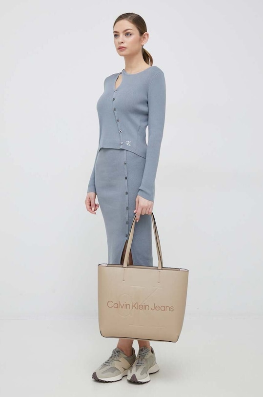 Πλεκτή ζακέτα Calvin Klein Jeans J20J220707.PPYX γκρί SS23