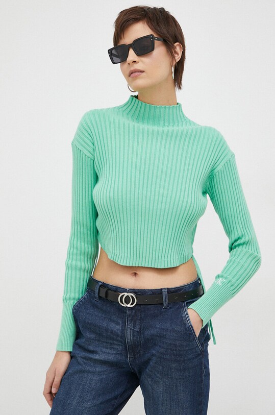 Хлопковый свитер Calvin Klein Jeans зелёный J20J220708.PPYX