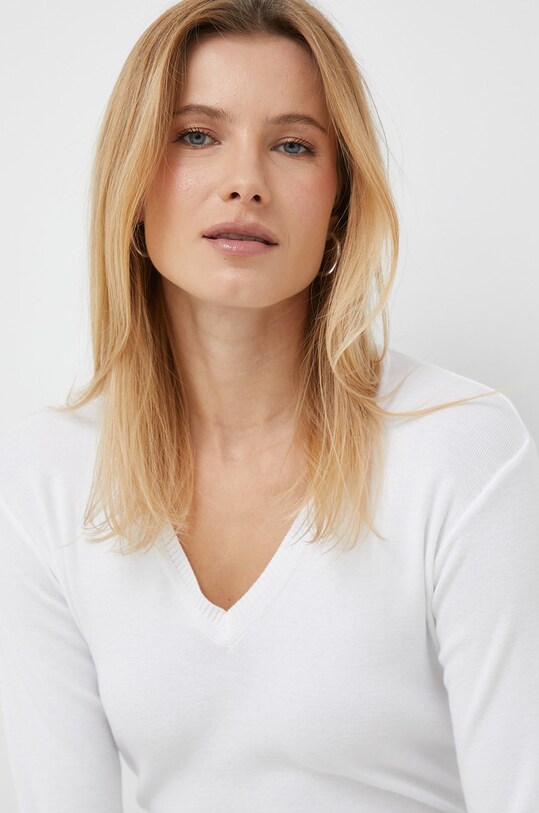 Oblečenie Bavlnený sveter United Colors of Benetton 1091D4625.101 biela