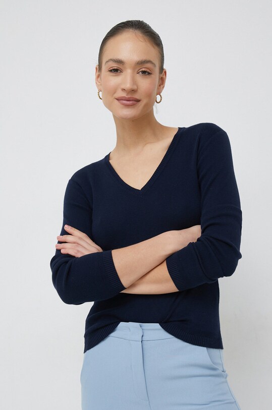 United Colors of Benetton pulover de bumbac subtiri bleumarin 1091D4625.016