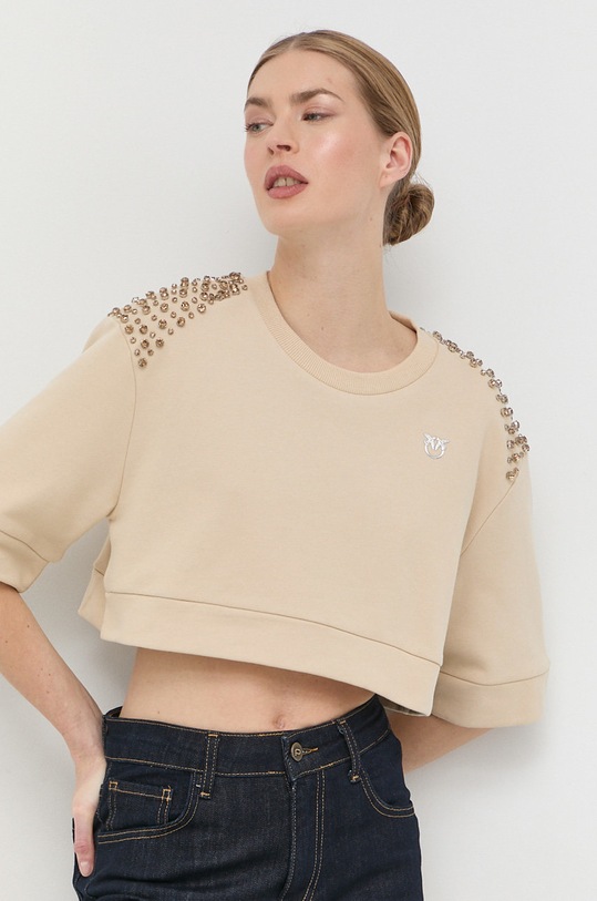 Pinko bluza bawełniana aplikacja beżowy 100374.A0L7