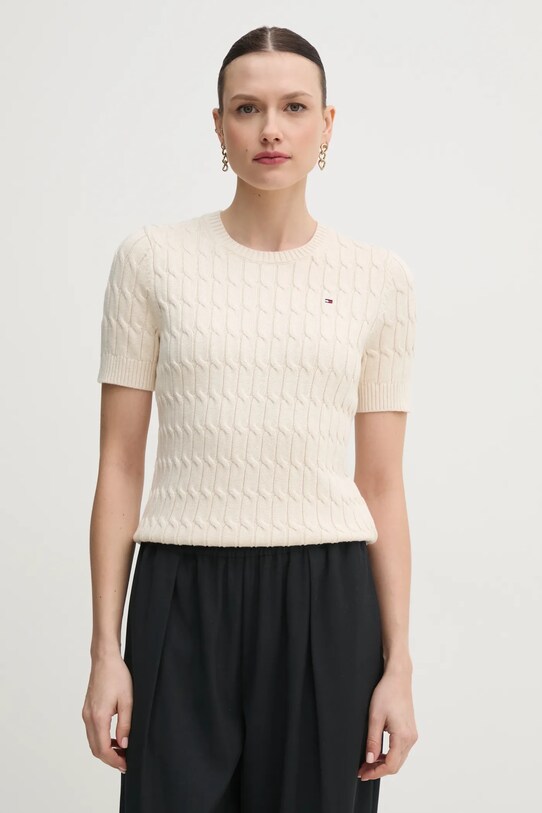 Tommy Hilfiger sweter bawełniany bawełna beżowy WW0WW38744.PPYX
