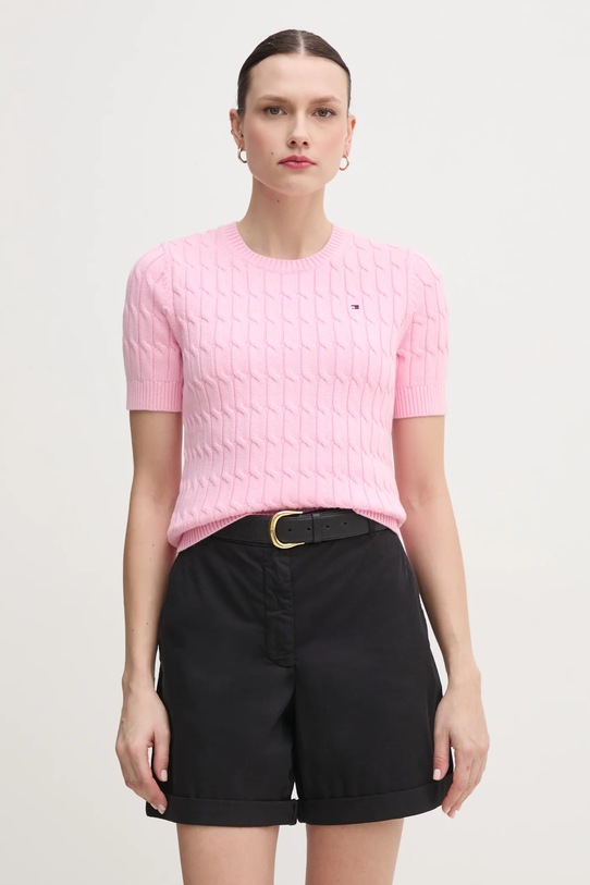 Bavlnený sveter Tommy Hilfiger bavlna ružová WW0WW38744.PPYX