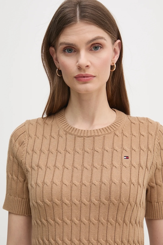 Bavlněný svetr Tommy Hilfiger hnědá WW0WW38744.PPYX