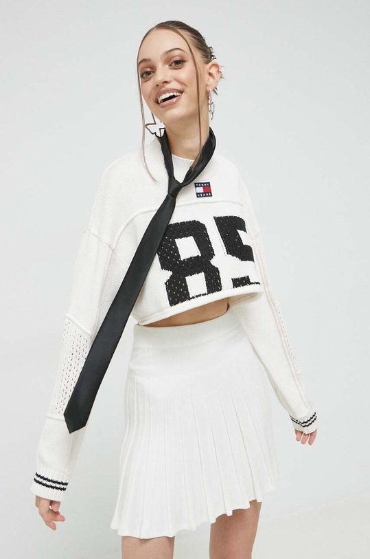 Tommy Jeans pulóver mintás bézs DW0DW15396.PPYX