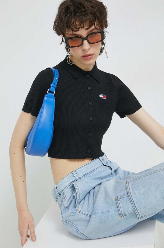 Tommy Jeans kardigan pozostałe czarny DW0DW15395.PPYX