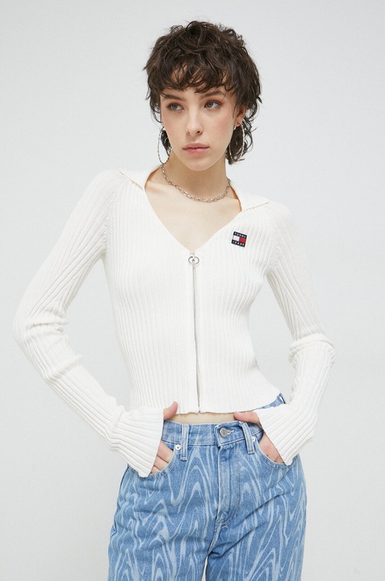 Kardigan Tommy Jeans tenká béžová DW0DW15783.PPYX