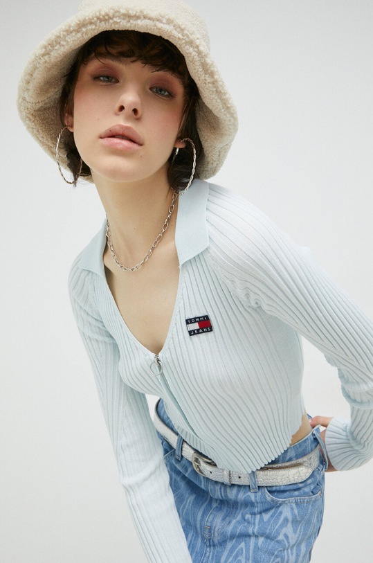 Tommy Jeans kardigan DW0DW15783.PPYX niebieski
